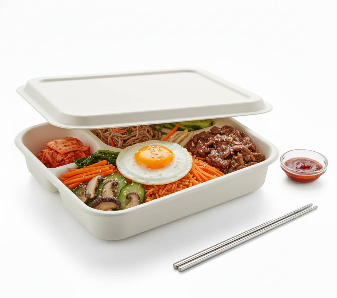 Bagasse 4CP Meal Tray Lid - Image 2