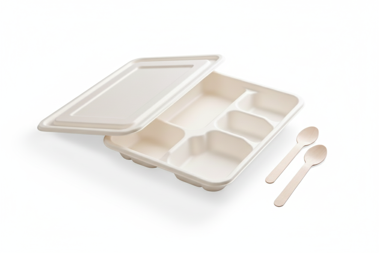 Bagasse 5CP Meal Tray B2B Lid