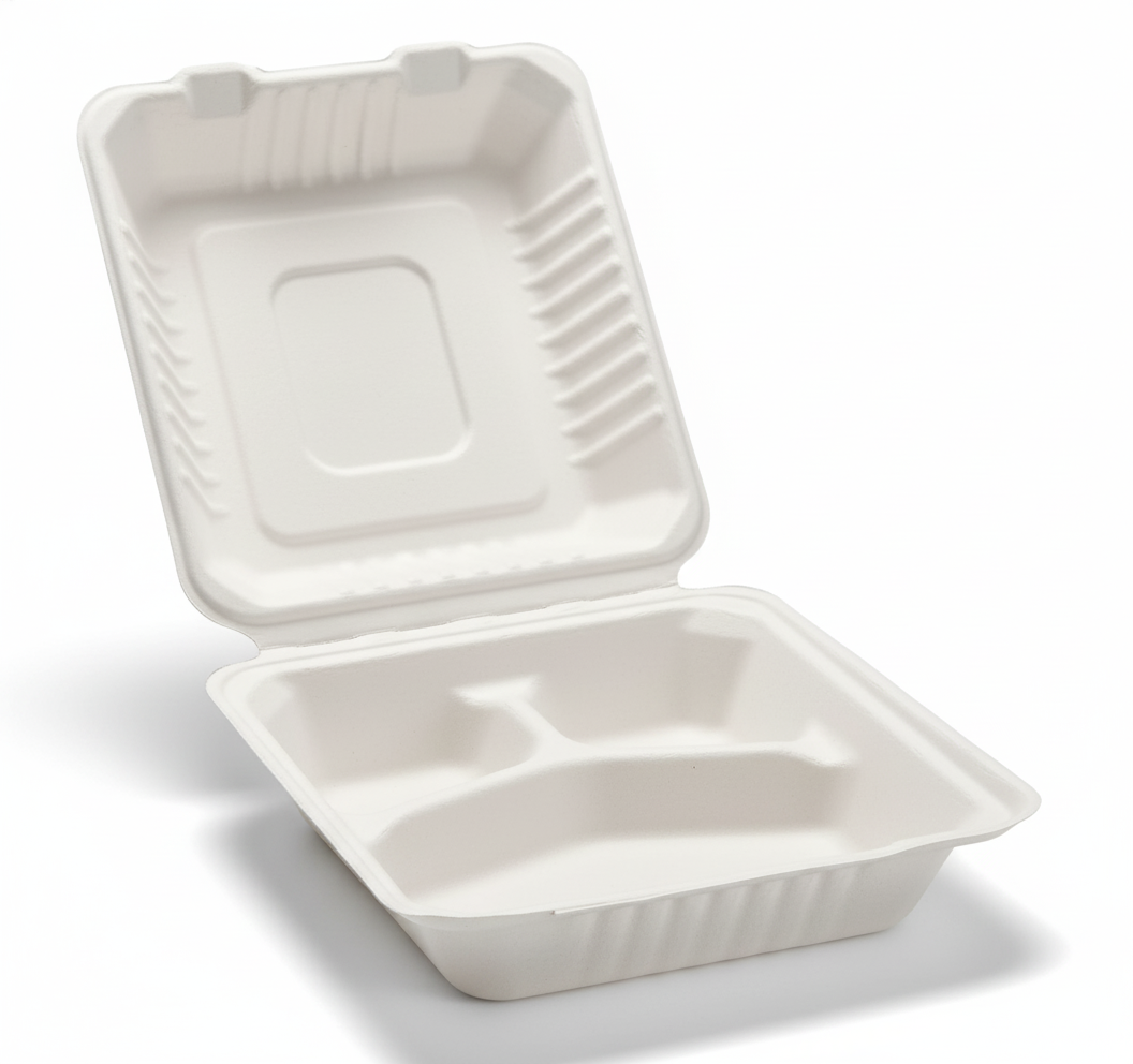 Bagasse Clamshell 3CP