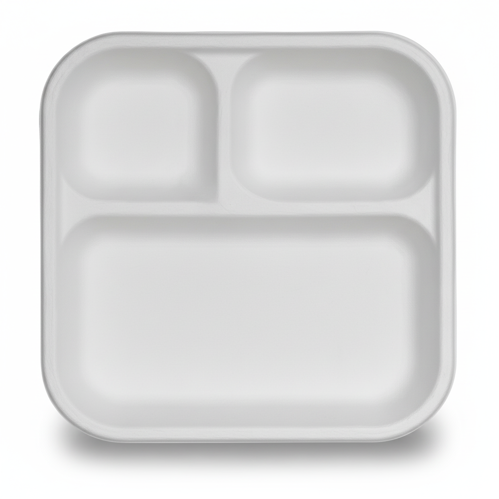 10 Inch Bagasse Square Plate 3CP