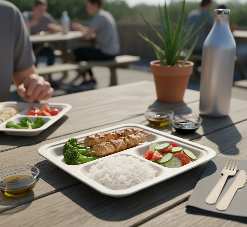 10 Inch Bagasse Square Plate 3CP - Image 3