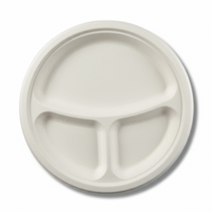 Bagasse Round Plate 3CP Meal Tray