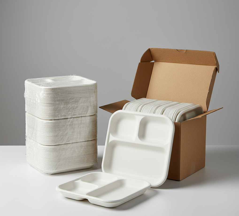 10 Inch Bagasse Square Plate 3CP - Image 2